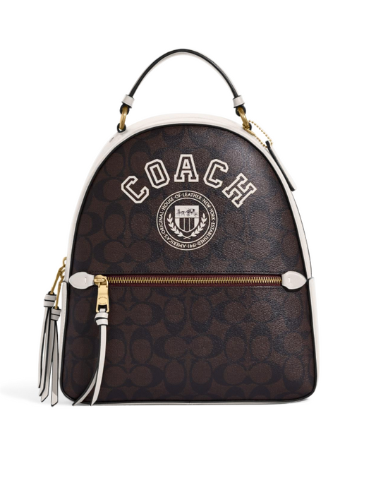 Coach-Jordyn-Backpack-In-Signature-Canvas-With-Varsity-Motif-Brown-Buttercup-Balilene-depan