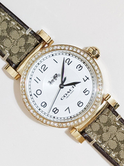 Coach Madison Gold-Tone Women Watch with Signature Strap