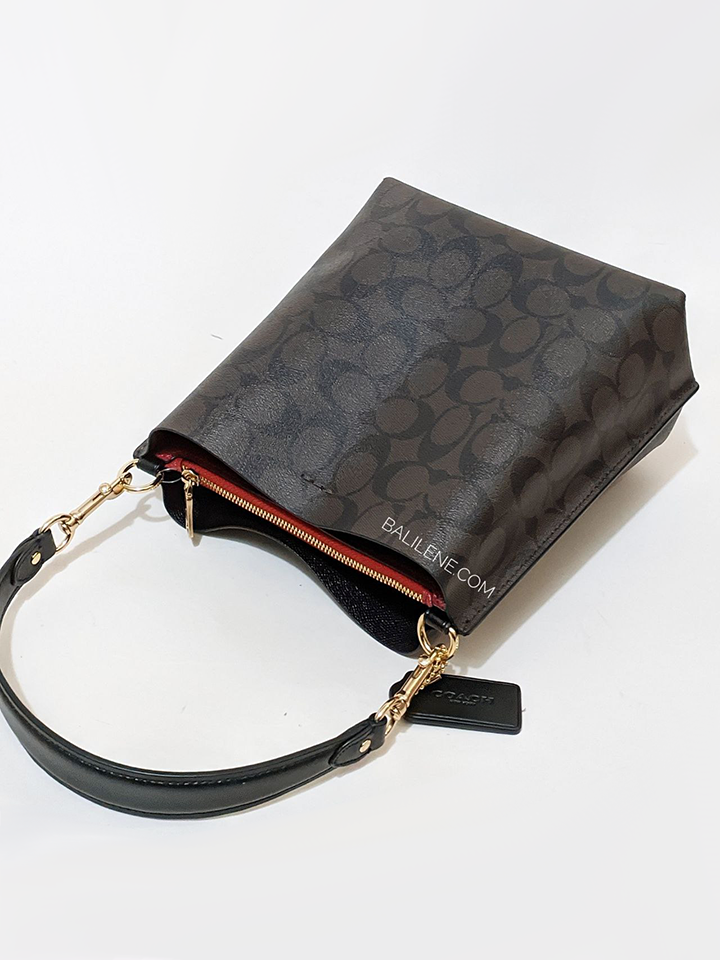 Coach-Mollie-Bucket-Bag-22-In-Signature-Canvas-Brown-Black-Balilene-detail-belakang