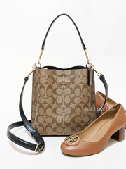 Coach Mollie Bucket Bag 22 In Signature Canvas Khaki/Black
