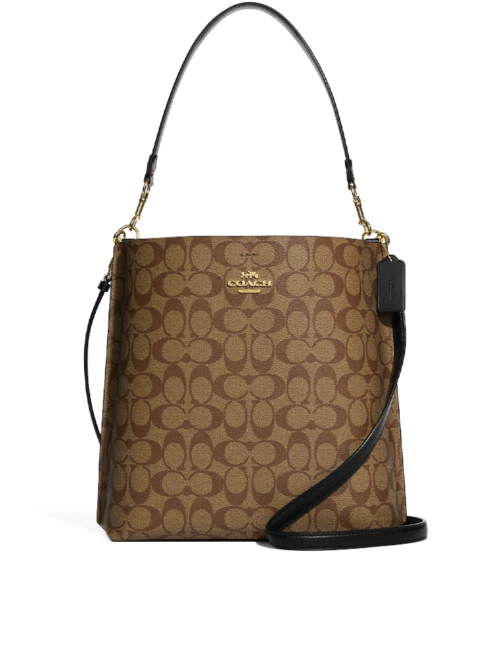 Coach-Mollie-Bucket-Bag-In-Signature-Canvas-Khaki-Black-Balilene-depan