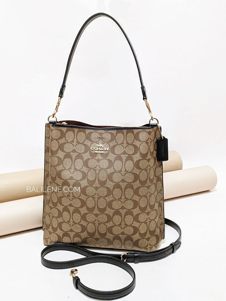 Coach-Mollie-Bucket-Bag-In-Signature-Canvas-Khaki-Black-Balilene-detail-depan