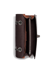 Coach Parker With Signature Canvas Patchwork Stripes And Snakeskin Detail Tan Black Multi