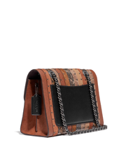 Coach Parker With Signature Canvas Patchwork Stripes And Snakeskin Detail Tan Black Multi