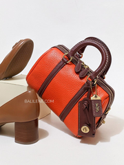 Coach Ruby Satchel 18 In Colorblock Brass/Red Orange Multi