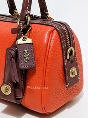Coach Ruby Satchel 18 In Colorblock Brass/Red Orange Multi