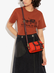 Coach Ruby Satchel 18 In Colorblock Brass/Red Orange Multi