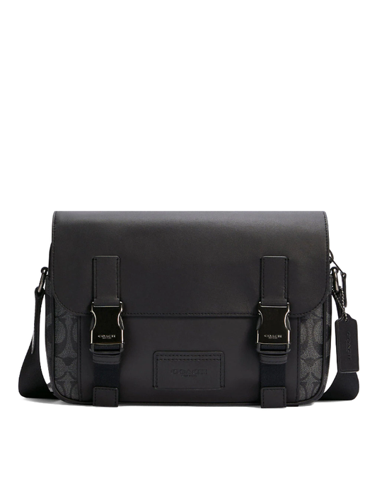 Coach Track Crossbody In Signature Canvas Gunmetal/Charcoal Black