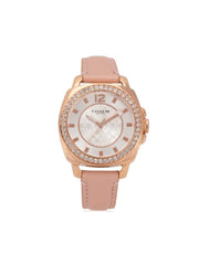 Coach 14503151 Boyfriend Watch Pink Leather Rose Gold