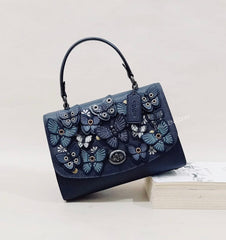 Coach 2307 Tilly Top Handle Applique Butterfly Midnight