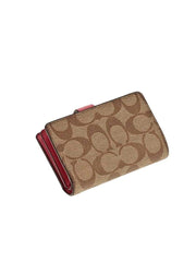 Coach 23553 Corner Medium Zip signature Khaki Poppy