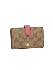 Coach 23553 Corner Medium Zip signature Khaki Poppy