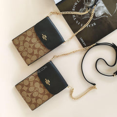 Coach 3051 Rachel Phone Crossbody In Signature Canvas Khaki Black