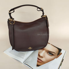 Coach 35593 Sutton Hobo Pabbled Leather Oxblood
