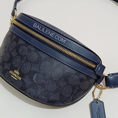 Coach 39937 Belt Canvas Signature Charcoal Midnight Navy
