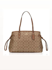 Coach 57842 Signature Drawstring Carryall Khaki Saddle