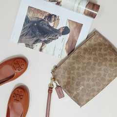 Coach 68332 Charlie Pouch In Signature Colorblok Tan Rust