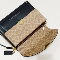 Coach 76046 Dreamer Shoulder Bag Signature Tan Black