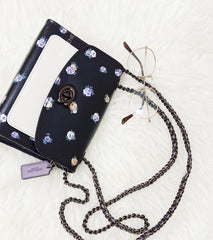 Coach 76124 Parker 18 With Vintage Rosebud Print Black Multi