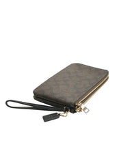 Coach 87591 Signature Double Zip Small Wristlet Brown Black