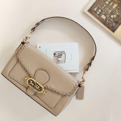 Coach 91025 Jade Shoulder Bag Leather Whipstitch Taupe