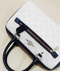 Coach 91071 Coach Signature Rowan Satchel Chalk Multi