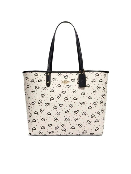 Coach 91151 Reversible City Tote Heart Chalk Pink Multi