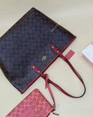 Coach 91381 Reversible City Tote Signature Brown Black Multi