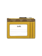 Coach F16107 Signature PVC Mini ID Case Skinny Khaki Flax