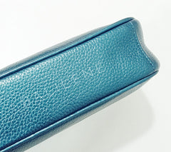 Coach F20151 Large Wrislet Pabbled Leather Metallic Dark Teal