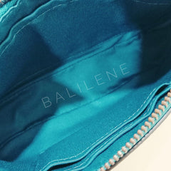 Coach F20151 Large Wrislet Pabbled Leather Metallic Dark Teal