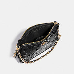 Coach F22698 Signature Debossed Large Wrislet 19 With Chain Black