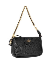 Coach F22698 Signature Debossed Large Wrislet 19 With Chain Black