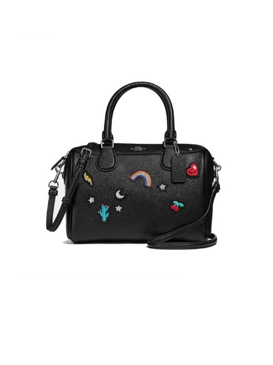 Coach F25799 Mini Bennett With Souvenir Embroidery Black Leather Bag