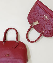 Coach F27597 Mini Sierra Satchel In Signaure Leather Debossed Cherry