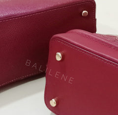 Coach F27597 Mini Sierra Satchel In Signaure Leather Debossed Cherry