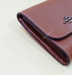 Coach F31570 Small Wallet With Rainbow Stitching Dark Saddle