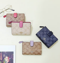 Coach 23553 Corner Medium Zip signature Khaki Poppy