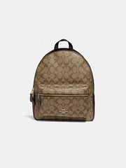 Coach F39522 Charlie Medium Khaki Metalik Raspberry
