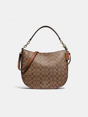 Coach F39527  Elle Hobo Signature Khaki Saddle