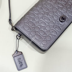 Coach F40649 Dinky Signature Metallic Graphite