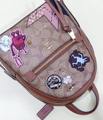 Coach F48642 Keith Haring Andi Backpack In Signature Canvas With Patches Khaki Multi