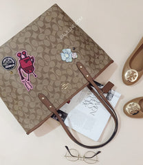 Coach F48728 Keith Haring Tote In Signature Canvas With Patches Khaki Multi