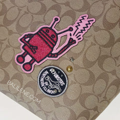 Coach F48728 Keith Haring Tote In Signature Canvas With Patches Khaki Multi