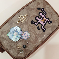 Coach F55644 Keith Haring Convertible Belt Bag In Signature Canvas With Patches Khaki Multi