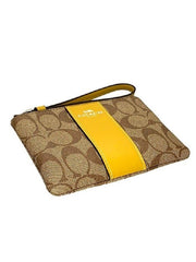 Coach F58035 Corner Zip Wristlet In Signature Canvas Khaki Flax