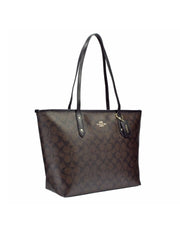 Coach F58292 Signature City Zip Tote Dark Brown