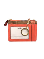 Coach F67534 Signature Tossed Peony Mini ID Case Khaki Pink Multi