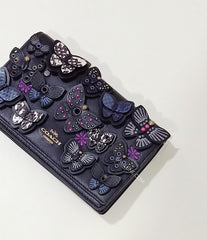 Coach F70085 Callie Foldover Chain Clutch With Butterfly Applique