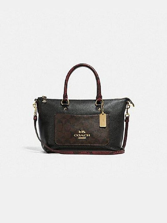 Coach F34281 Mini Emma Satchel Signature Colorblock Brown Black